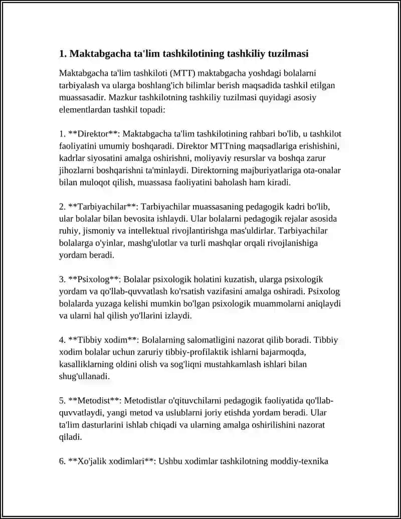 MAKTABGACHA TAʼLIM TASHKILOTINING ISH HUJJATLARI 4