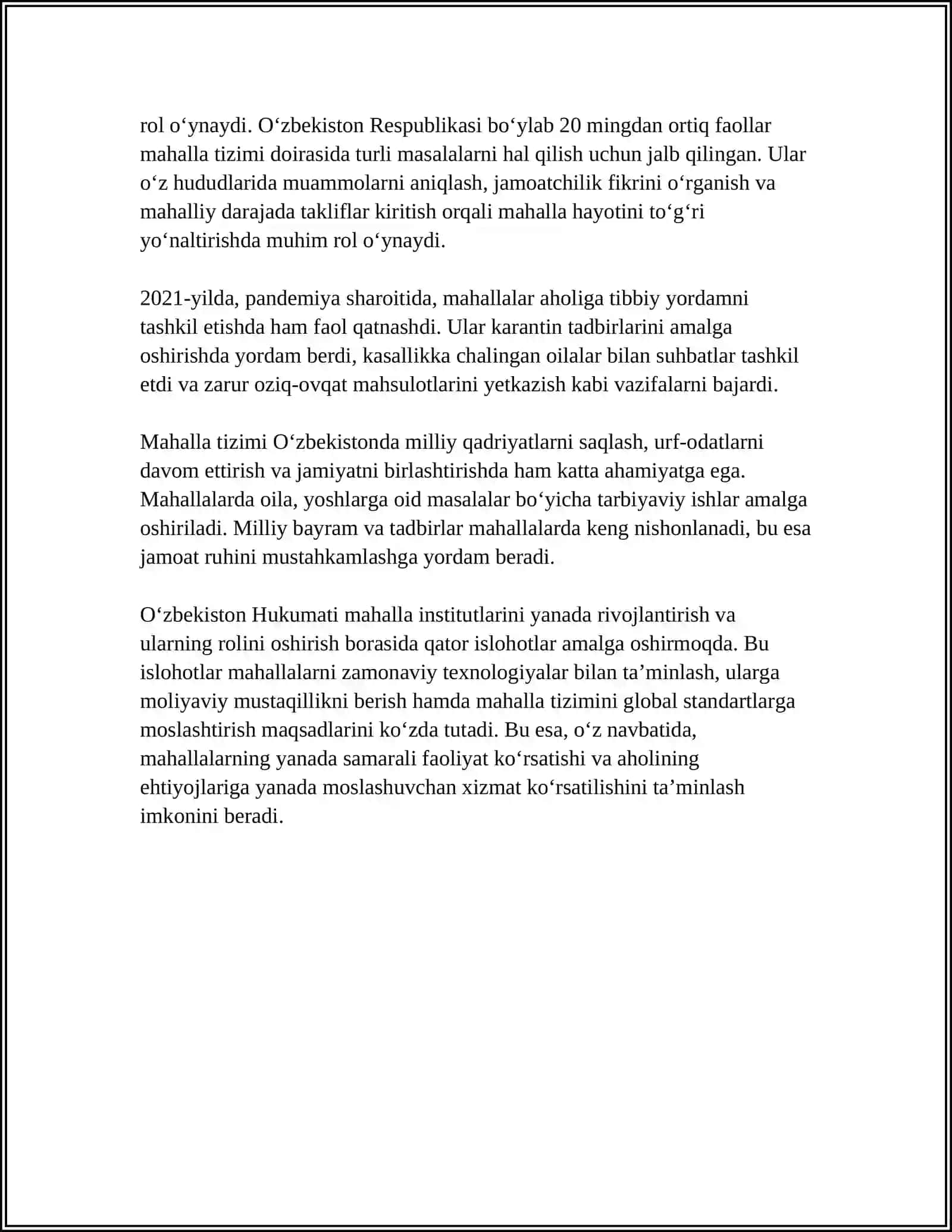 MUSTAQIL ISH Mavzu: MAHALLA YETTILIGINING VAZIFALARI TO‘G‘RISIDA SLAYD 4