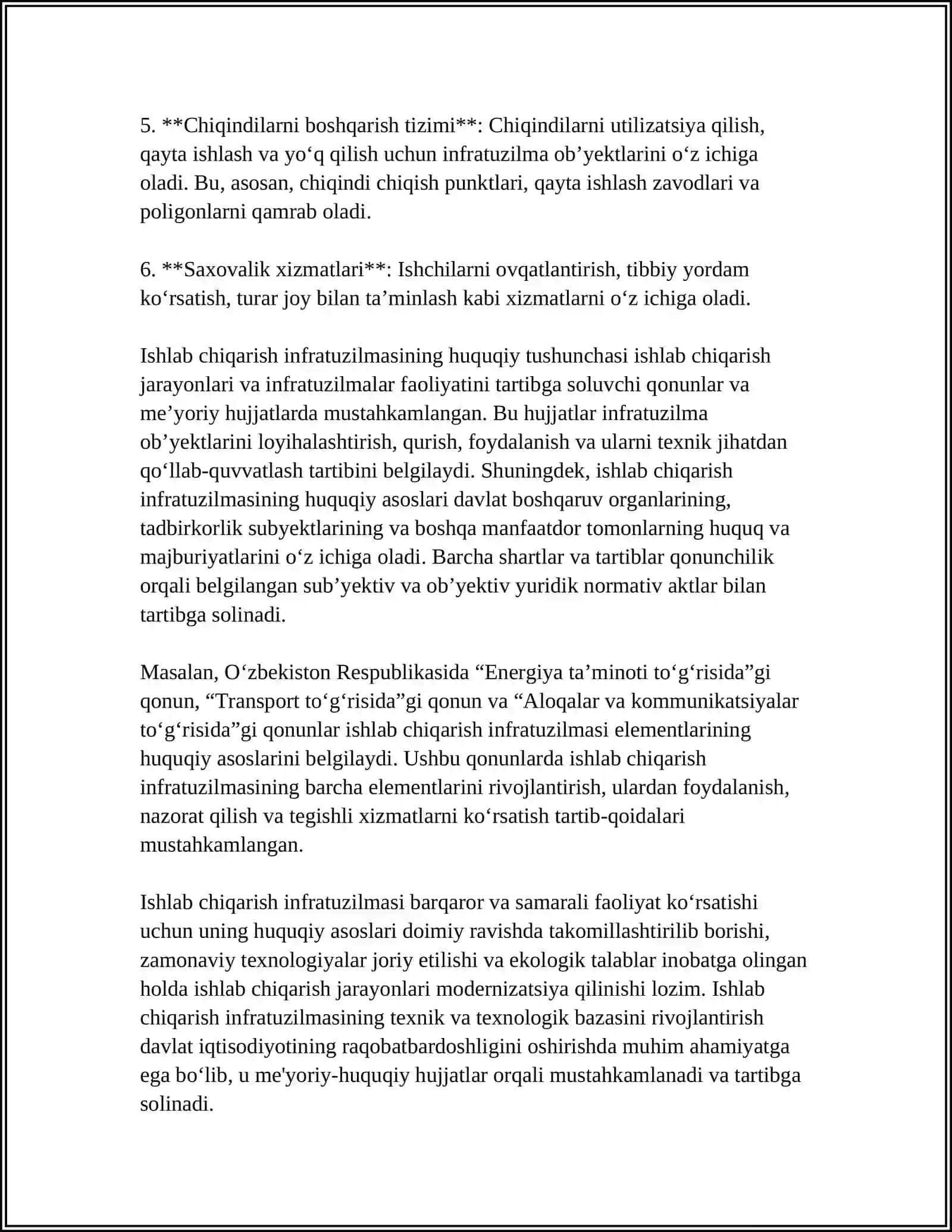 Ishlab Chiqarish Infratuzilmasining Tashkiliy-huquqiy Asoslari 4