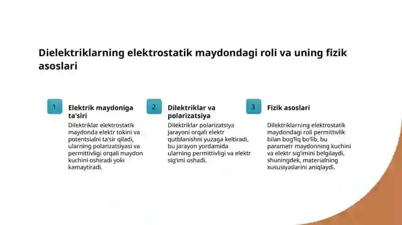 Elektrostatik maydondagi dilektriklar. Dielektriklarning turlari 4