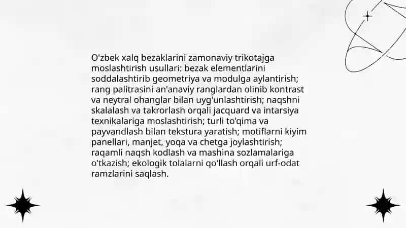 Milliy an’analar asosida zamonaviy trikotaj mahsulot dizayni 4