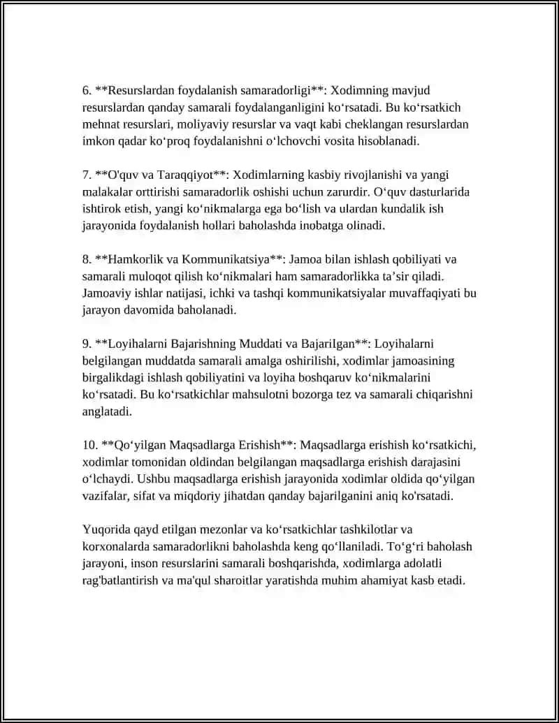 INSON RESURSLARINI BOSHQARISH JARAYONIDA ISH FAOLIYATINING SIFATI VA MIQDORINI BAHOLASH MUAMMOLARI 4