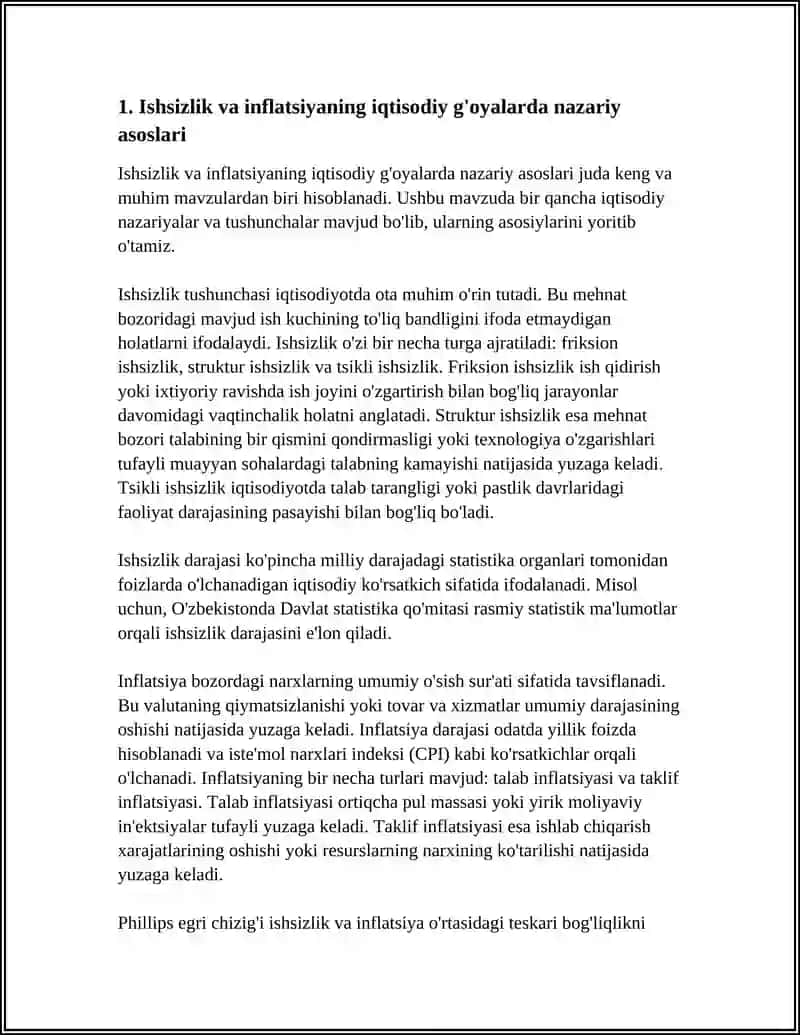ISHSIZLIK INFLYASIYA VA INQIROZ MUAMMOLARINI IQTISODIY G’OYALARDA AKS ETTIRILISHI 4