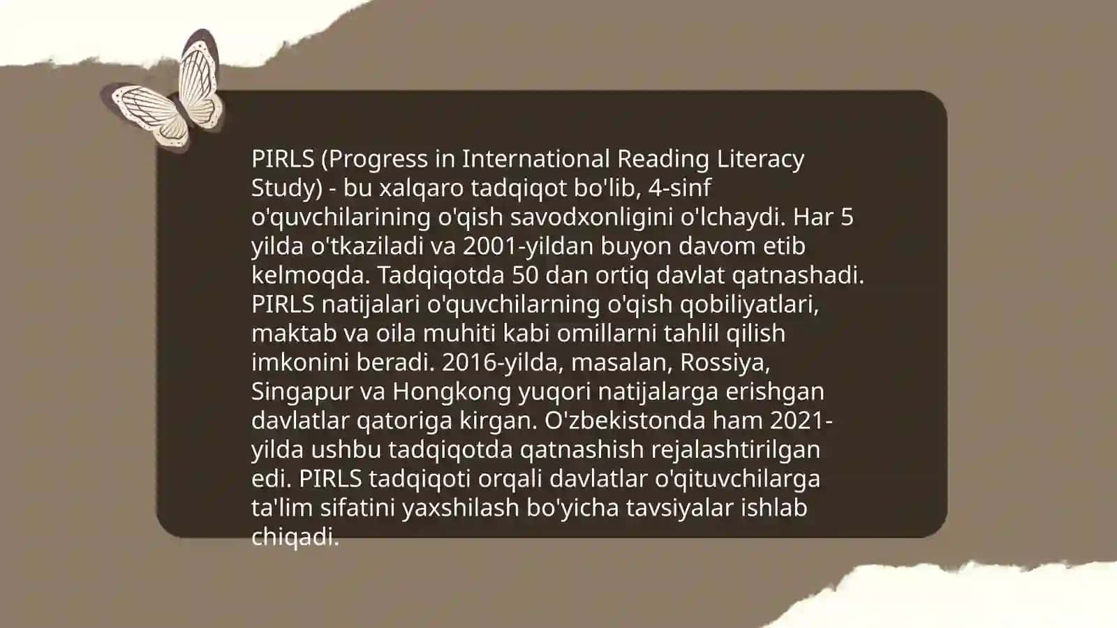 Xalqaro baholash dasturi: PISA, PIRLS, TIMSS, ICILD, TALIS 4