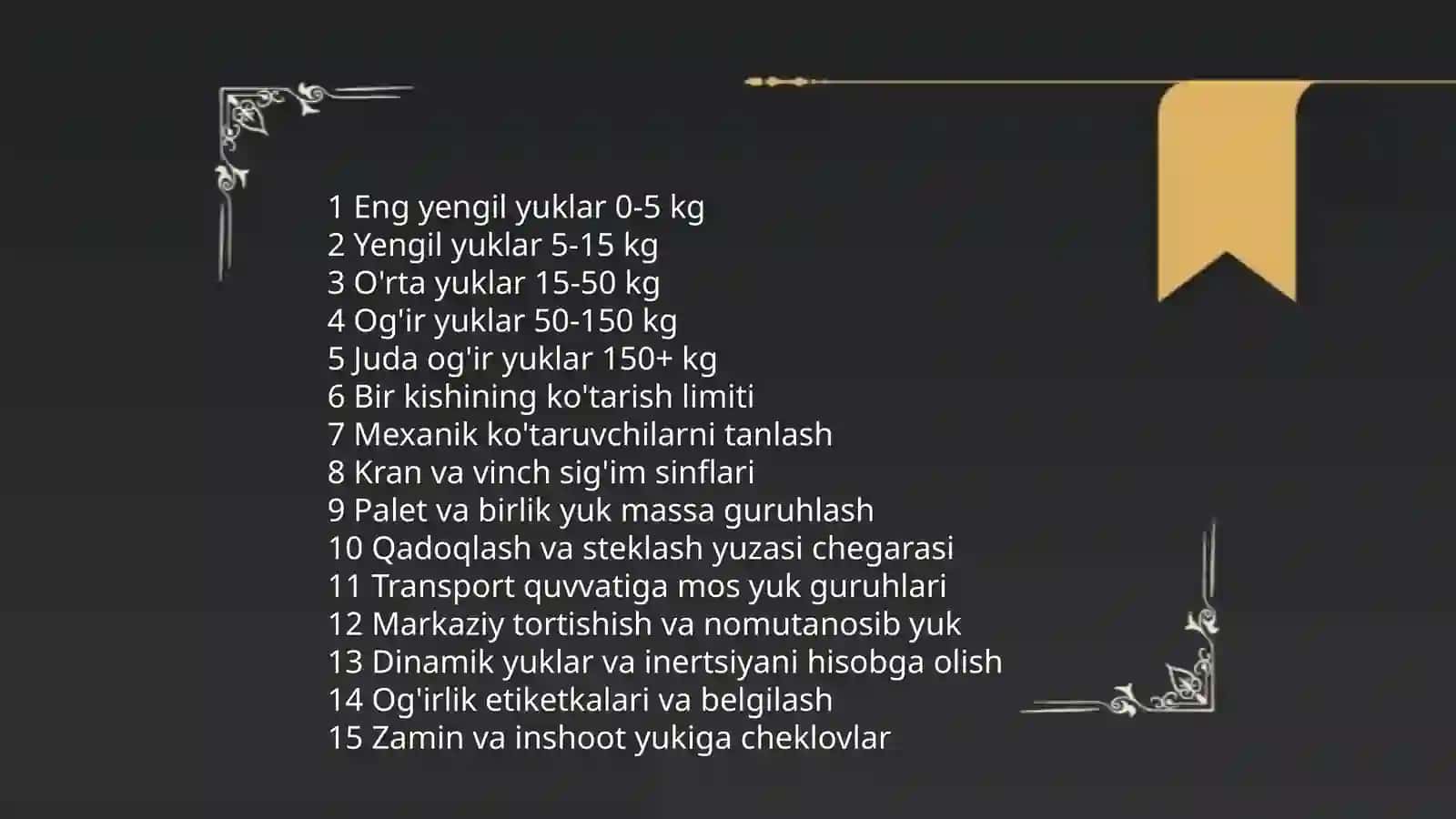 Ishlab chiqarishdagi yuklarining xavfsizlik bõyicha guruhlanishi 4