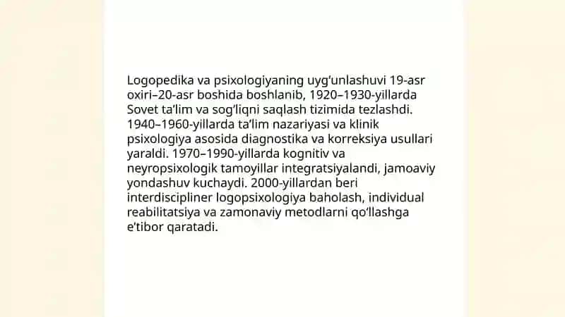 Logopsixologiya VA psixologik korreksion metodlari fanining rivojlanish tarixi 4