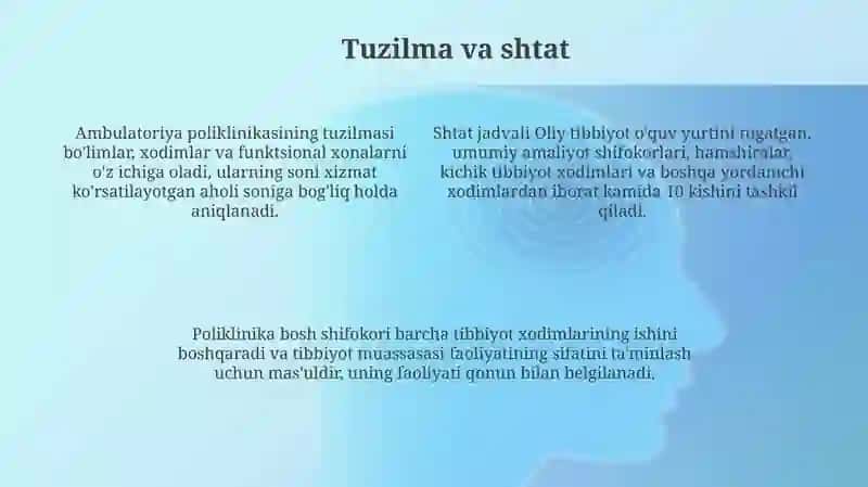 Ambulatoriya poliklinka op oshp muassasasing ish faoliyatini tashkil qilish uash ishi 4