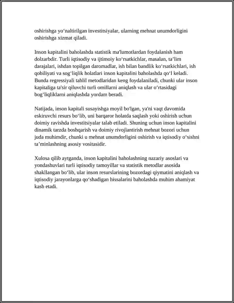 MEHNAT BOZORIDA INSON KAPITALINI BAHOLASH USULLARI 4