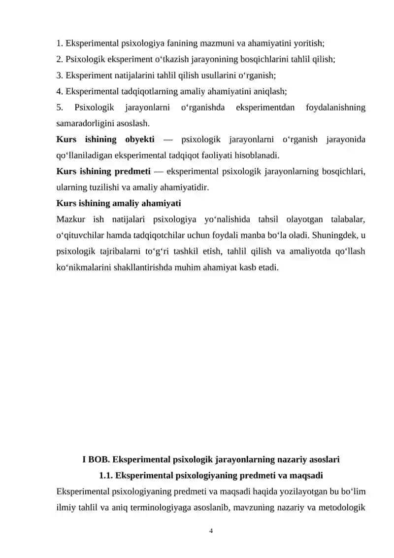 Eksperimental psixologik jarayonlar bosqichlari 4