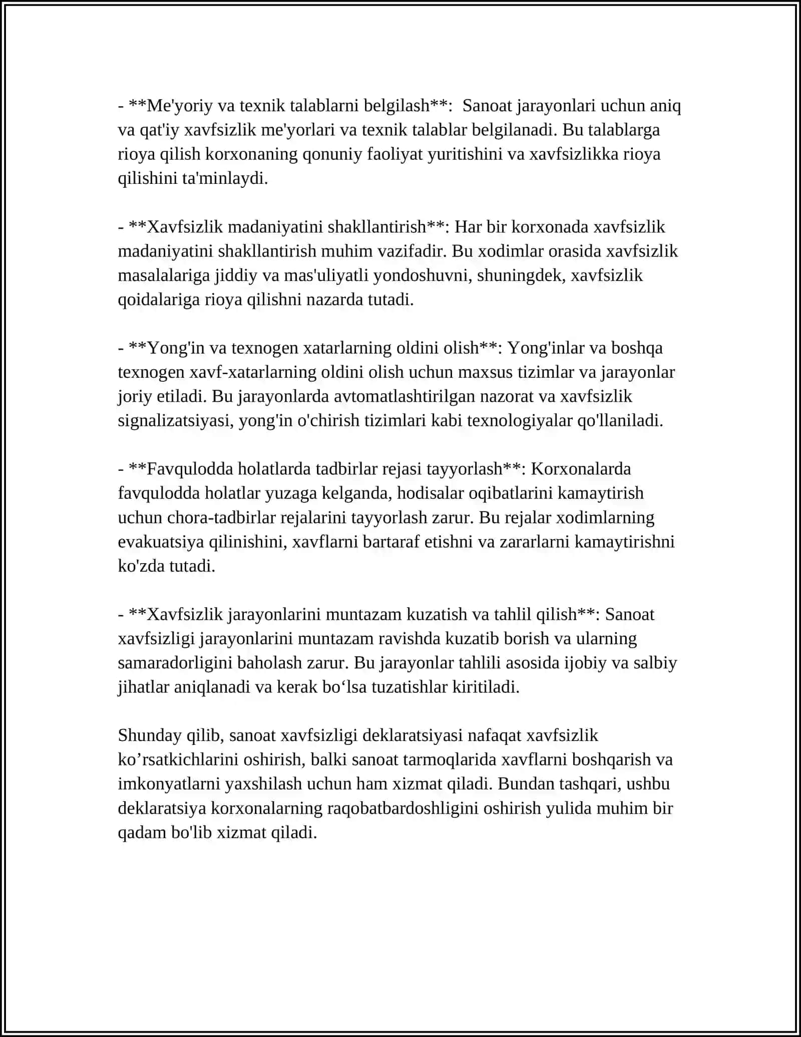 SANOAT XAVFSIZLIGI DEKLARATSIYASI 4