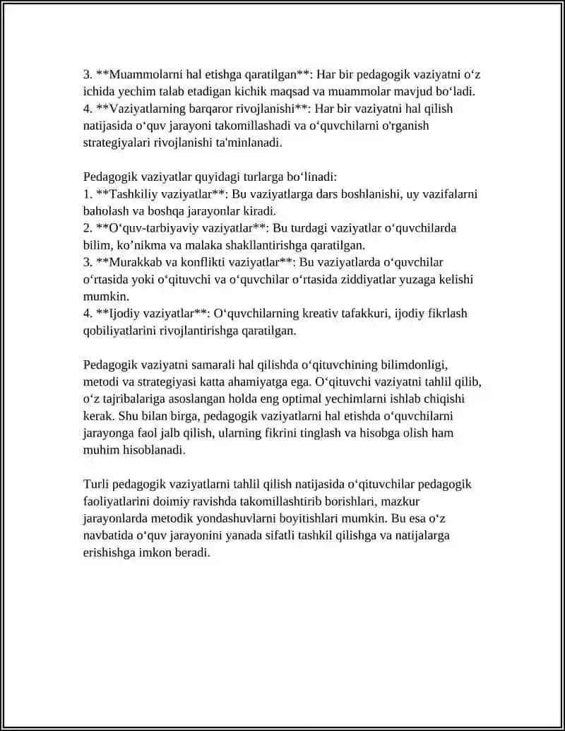 PEDAGOGIK VAZIYATLARNI TUZISH VA HAL QILISH 4