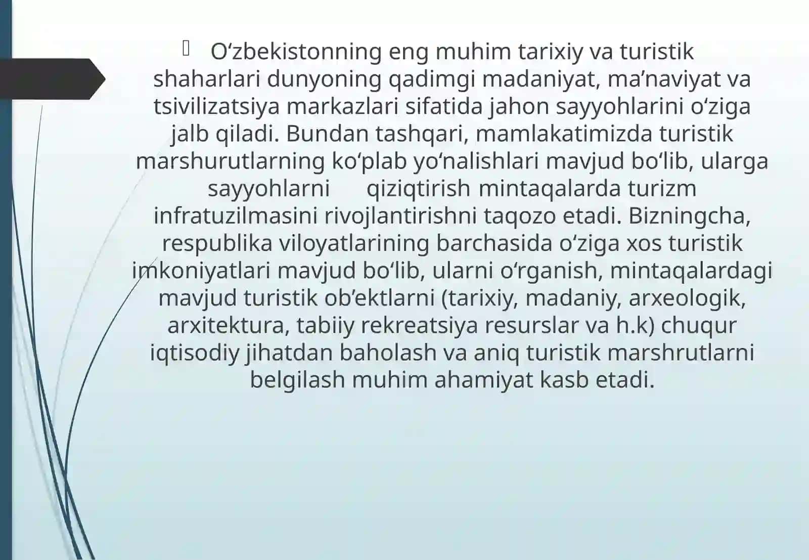 O‘zbekistonda turizm rivojlanishining nazariy asoslari 4