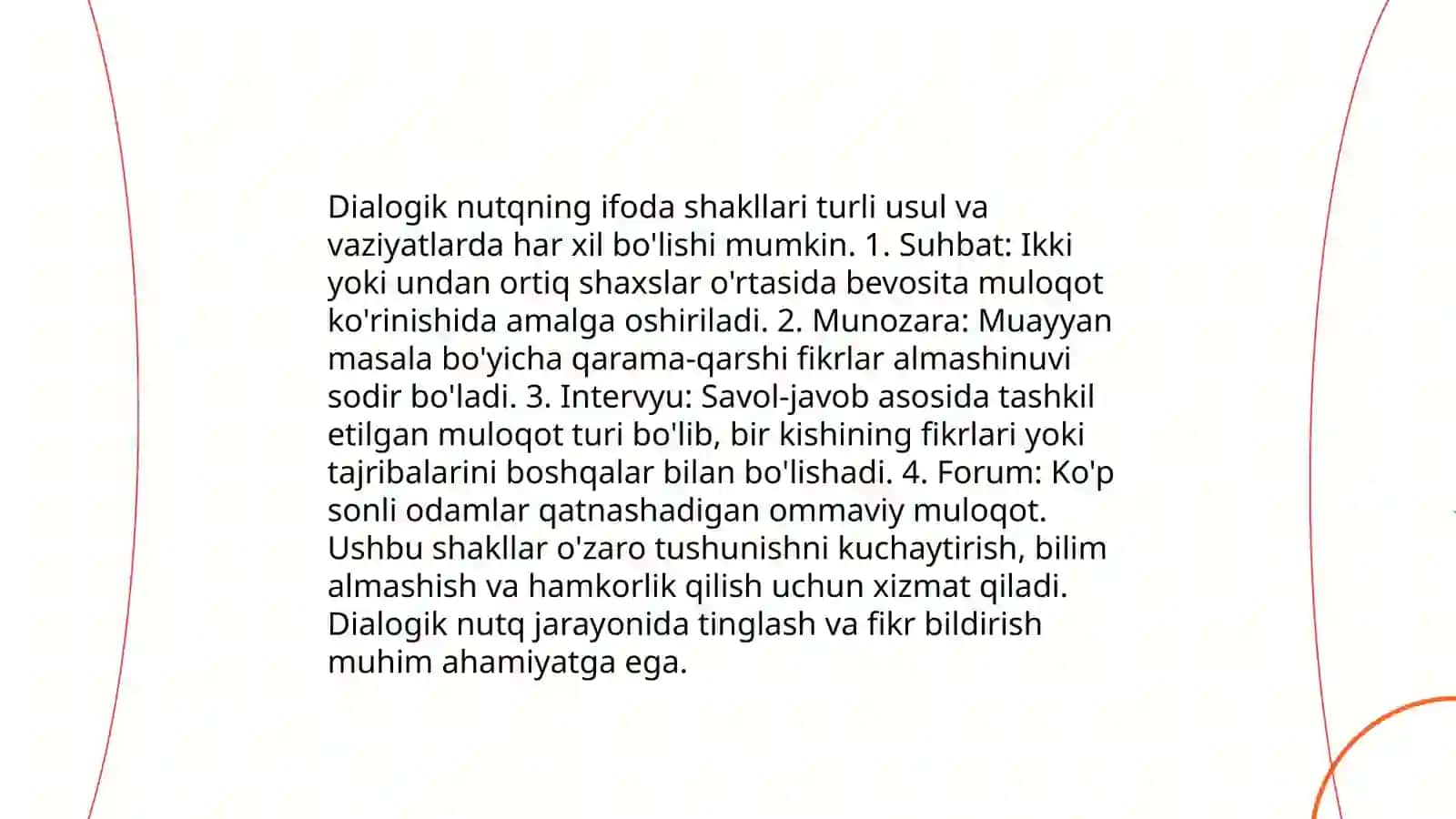 Dialogik nutqning ma'no munosabatiga ko'ra turlari 4