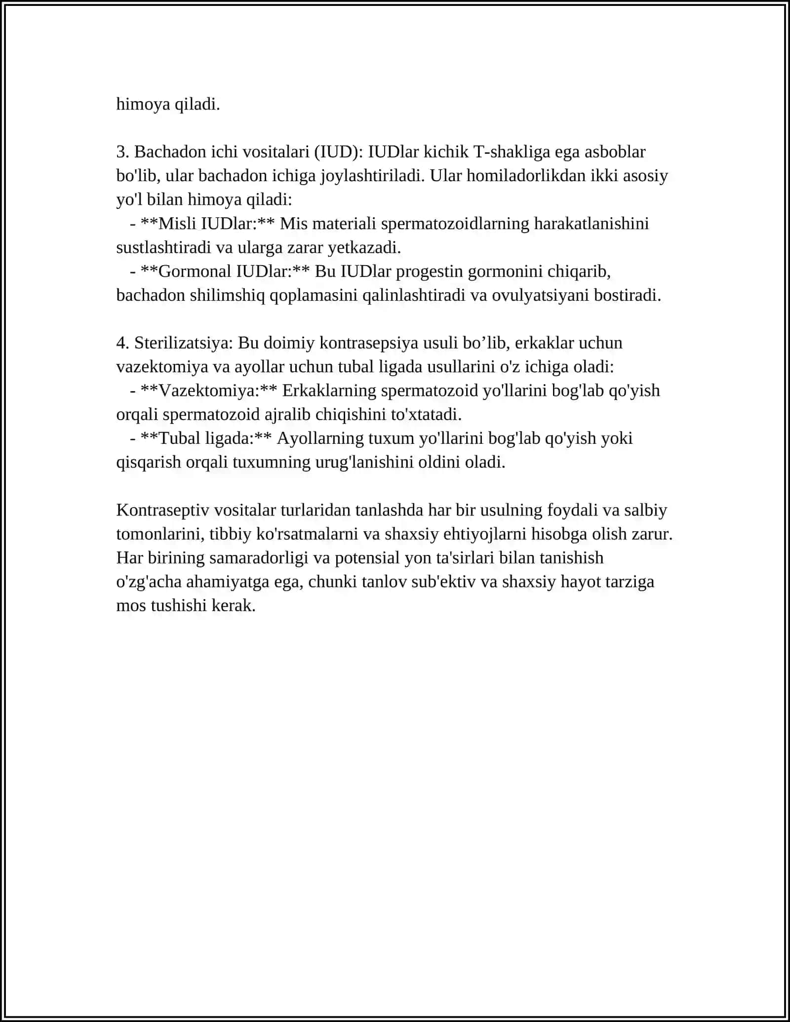 KONTRASEPSIYA VOSITALARI.PROBIOTIK VA PREBIOTIKLAR 4