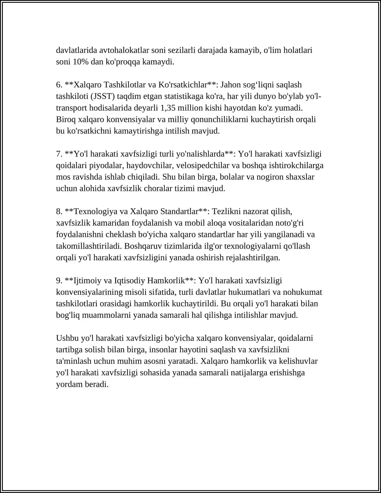 XORJIY MAMLAKATLARDA YO'I HARAKATI XAVFSIZLIGI QONUN XUJJATLARI 4
