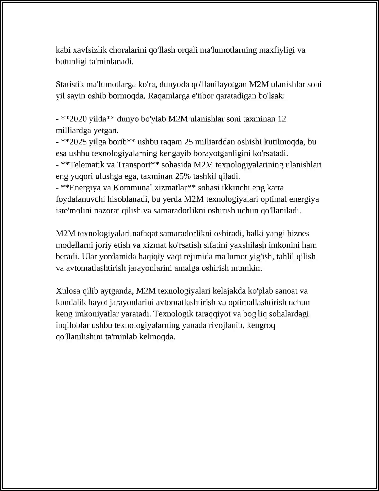 M2M TEXNOLOGIYASI- INTERNET ASHYOLARI ASOSI SIFATIDA 4
