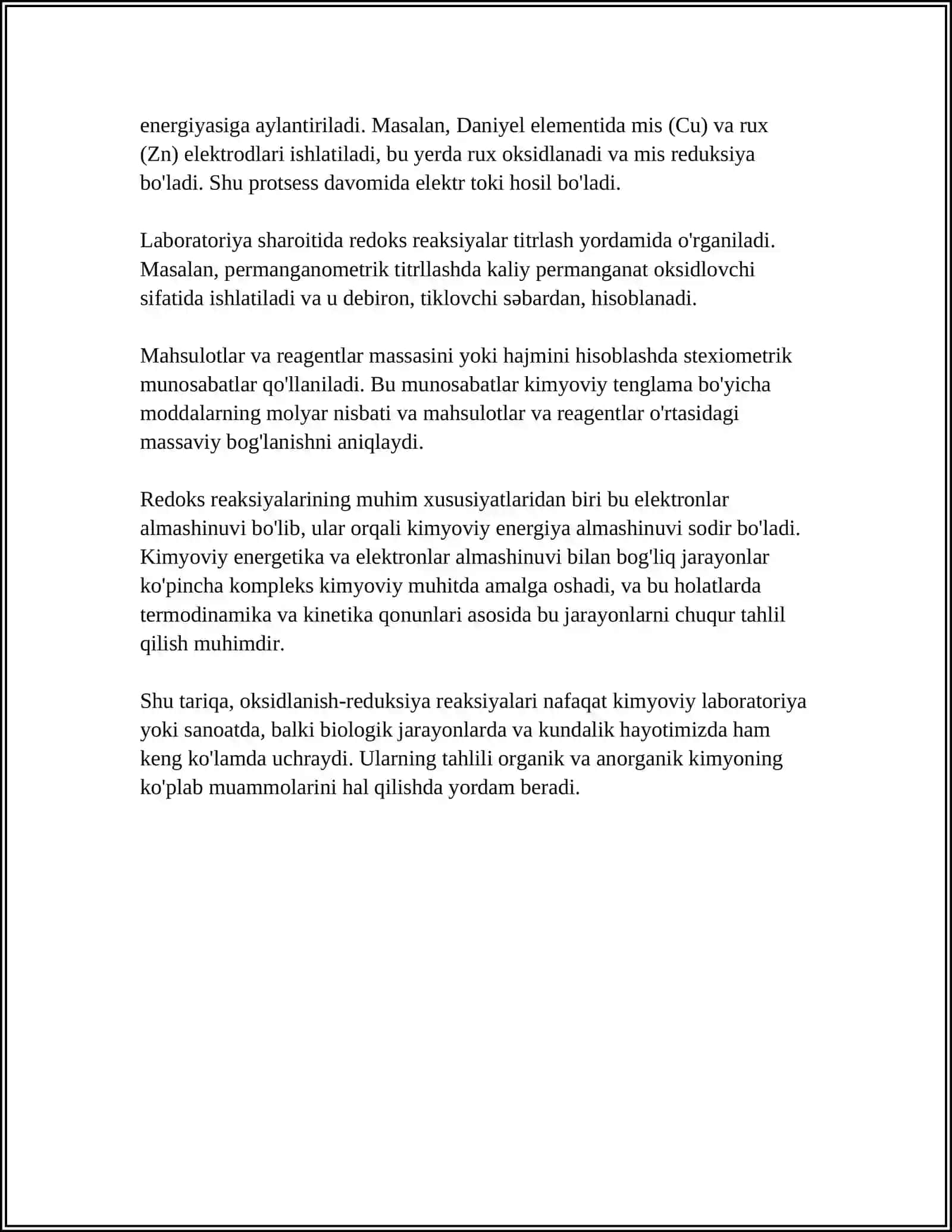 OKSIDLANISH VA QAYTARILISH REAKSIYALARI 4