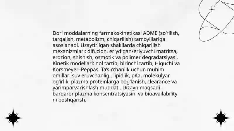 Ta’siri uzaytirilgan dori shakllarni ishlab chiqarishning nazariy asoslari by Olimova Ezoza 4
