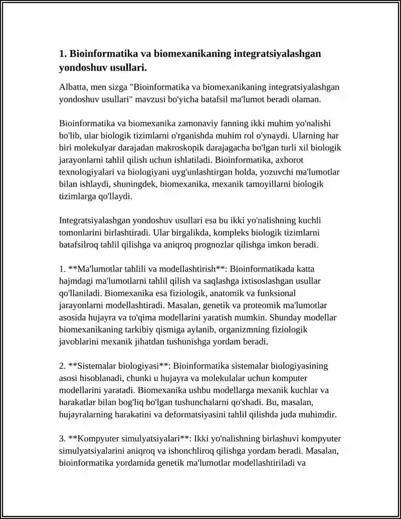 BIOINFORMATIKA VA BIOMEXANIKA FANIDAN 4