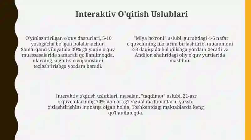 Zamonaviy Dars va unga Qo'yiladigan Talablar 4