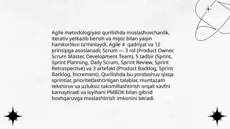 Qurilishda loyiha boshqaruvi metodlari 4