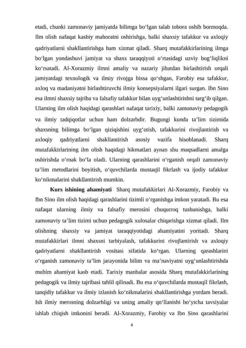 Sharq mutafakkirlaridan Al-Xorazmiy, Farobiy, Ibn Sinolarning ilm olishning ahamiyati haqidagi hikmatlari 4