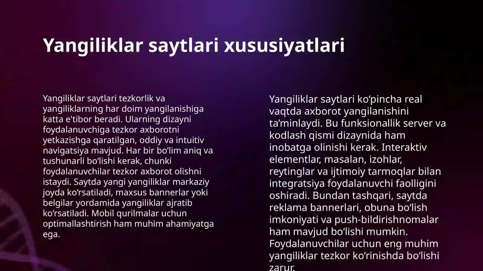 JURNALISTIKANING TURLI SOHALARIGA OID SAYTLARYARATISHNING O’ZIGA XOS XUSUSIYATLARI, SAYT DIZAYNI 4