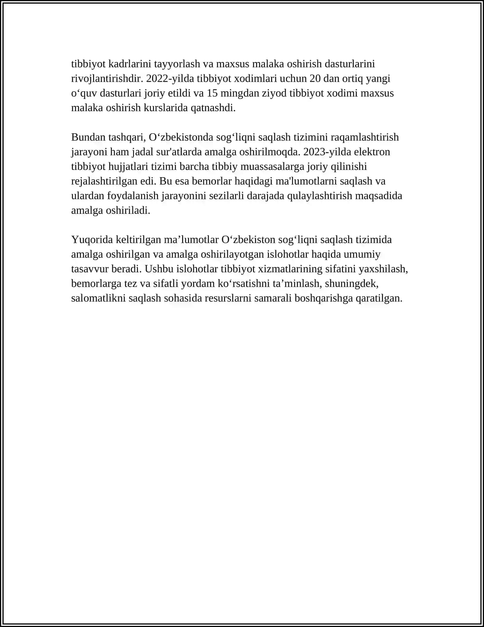 O‘zbekistonda ijtimoiy sohada amalga oshirilayotgan o‘zgarishlar mazmuni va mohiyati 4