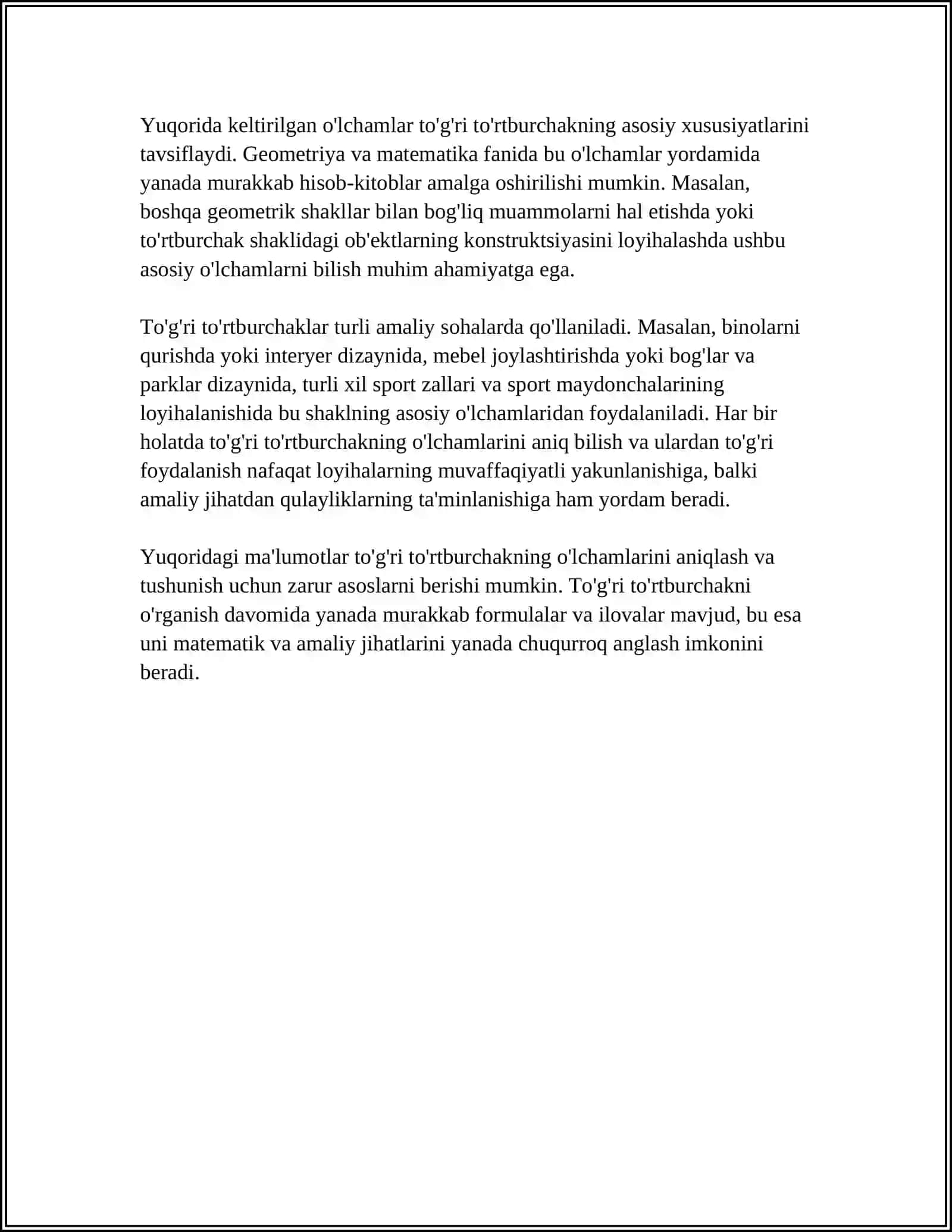 TOʻGʻRI TOʻRTBURCHAK PERIMETRINI TOPISH 4
