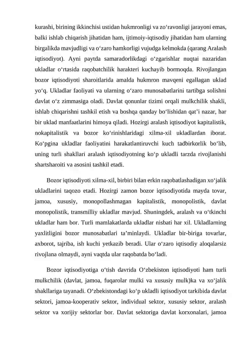 O'zbekistonda ko'p ukladli iqtisodiyot va mulkdorlar sinfining shakllanishi 4