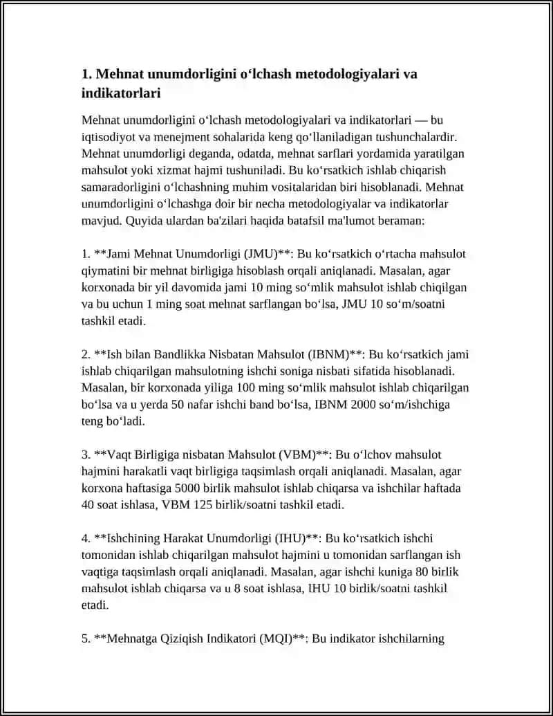 MEHNAT UNUMDORLIGI - IQTISODIY O‘SISH OMILI SIFATIDA 4