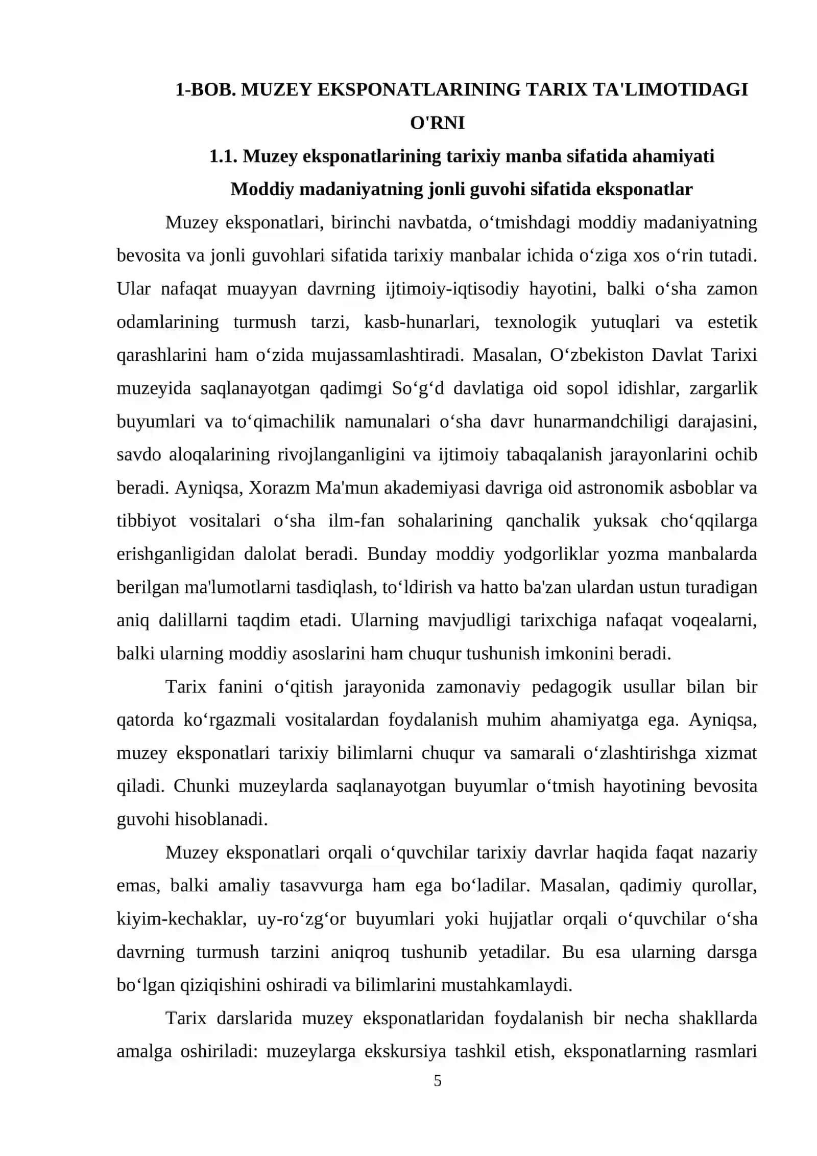 TARIX FANINI O‘QITISHDA MUZEY EKSPONATLARIDAN FOYDALANISH 4