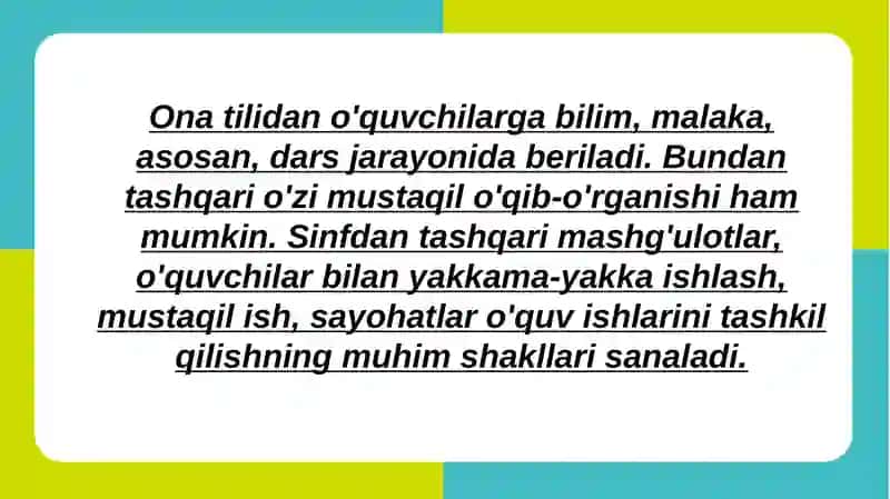 O'zbek tiliva adabiyoti yo'nalishida 5-20 guruh talabasi Olimova Sevinchning tayyorlangan taqdimoti 4