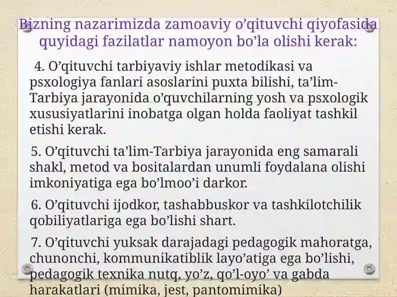 Guruh rahbarining o'ila va jamaatchilik bilan olib boradigan faoliyati 4