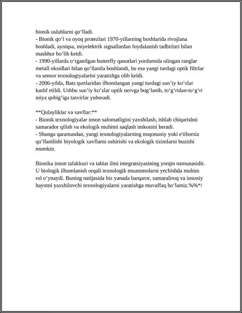 BIONIKA ASOSLARI VA UNI INSON HAYOTIDAGI O'RNI 4
