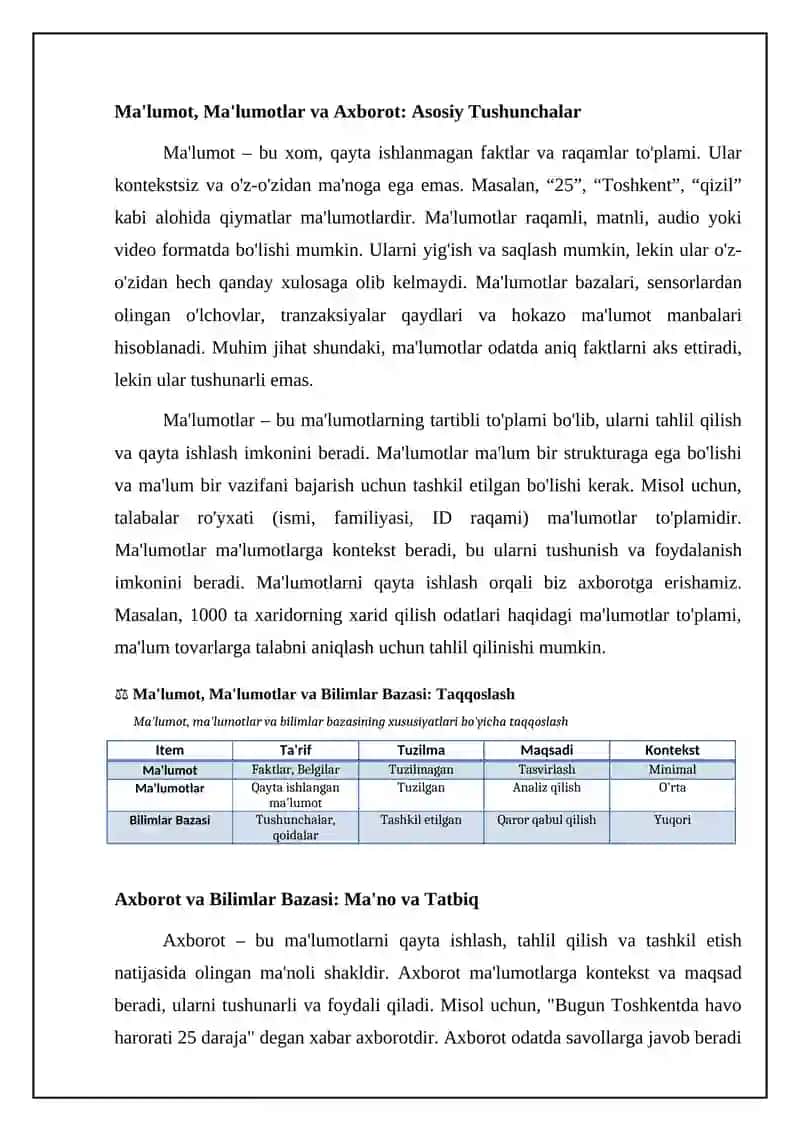 Ma'lumot axborot va bilimlar bazasi 4
