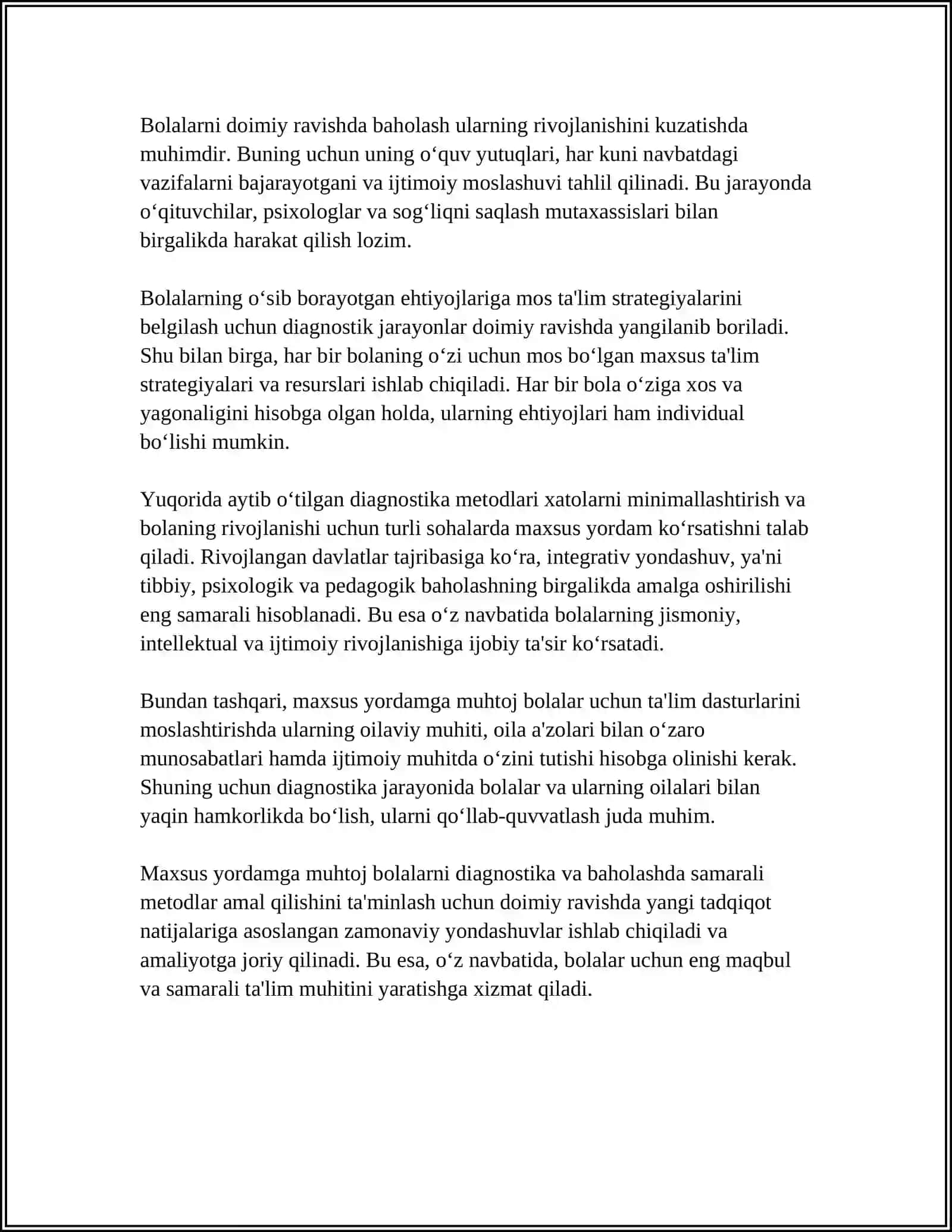 MAXSUS YORDAMGA MUHTOJ BOLALARNI UMUMTA'LIM SHAROITIDA OʻQITISH MOSLASHTIRISH METODLARI 4