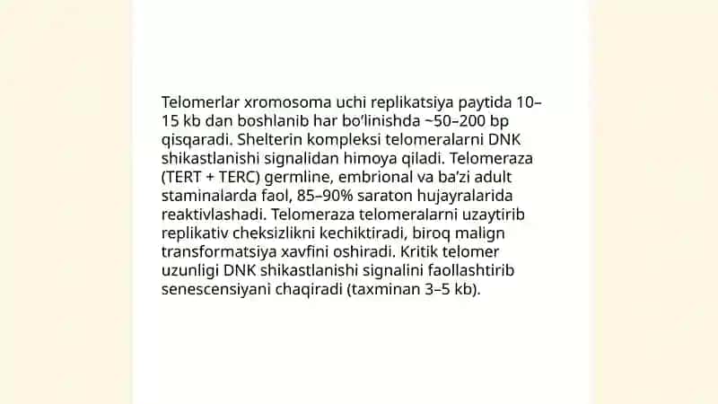 Hujayraning qayta tiklanishi va umrining doimiyligi 4