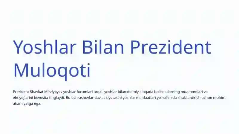 Yoshlar Siyosatidagi Yangiliklar: O'zbekistonning Kelajagi 4