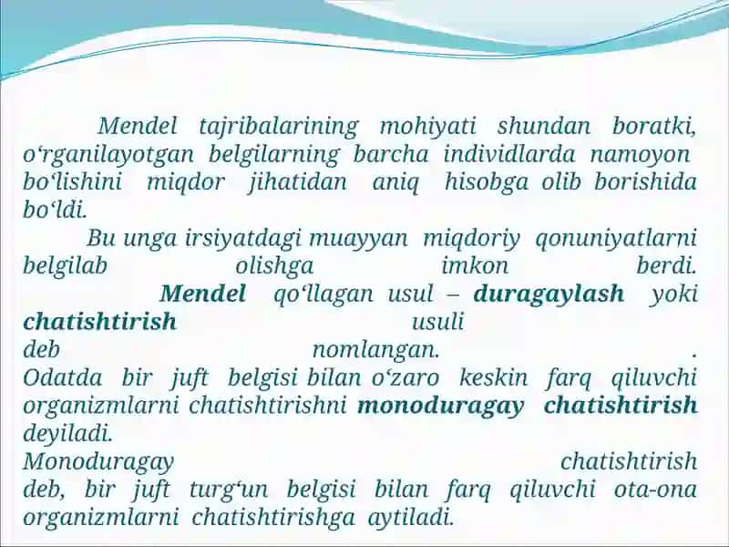 G.Mendel`ning monoduragay chatishtirish usuli bo’yicha masalalary echish 4