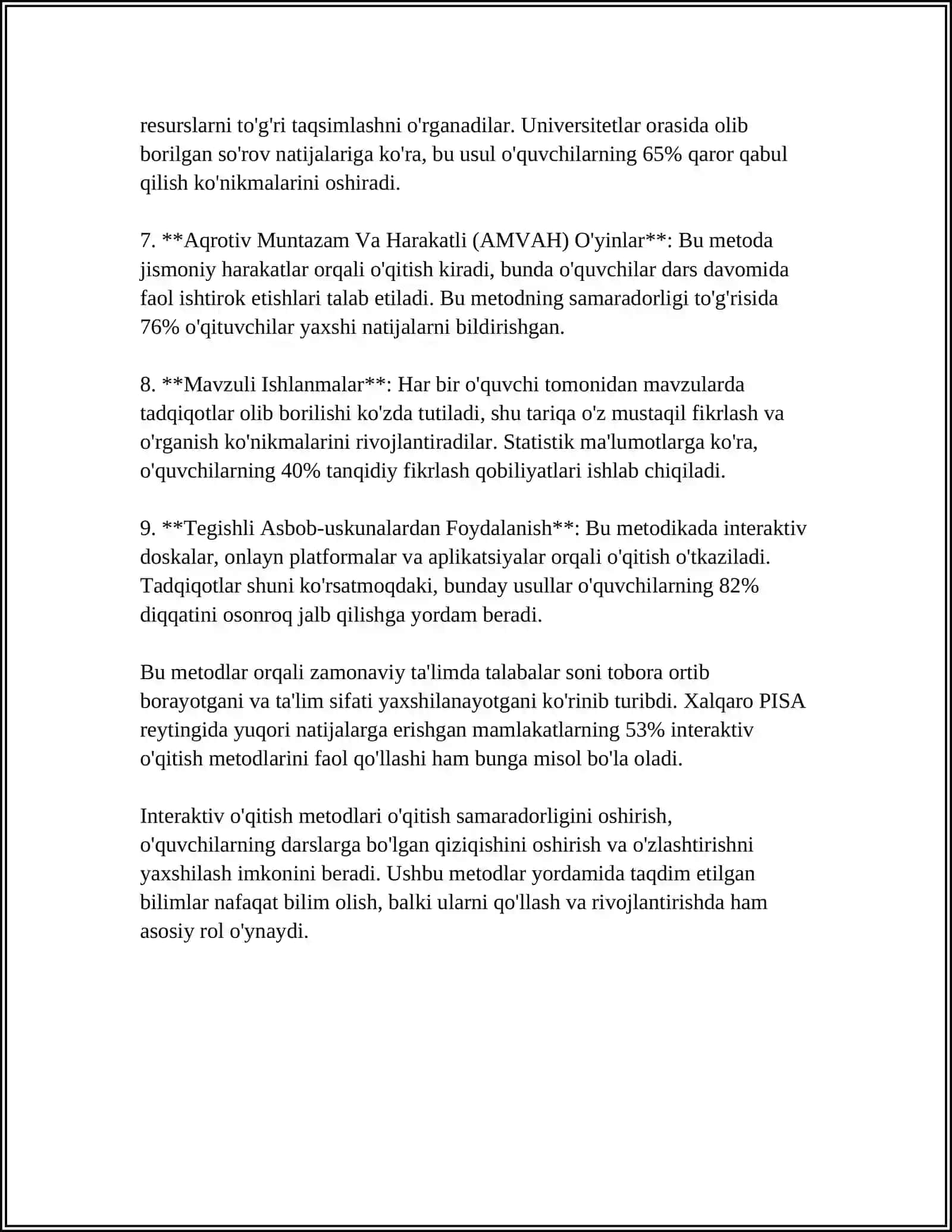 TEXNOLOGIYA FANIDA KO‘PROQ SAMARA BERADIGAN O‘QITISH SHAKLLARI 4
