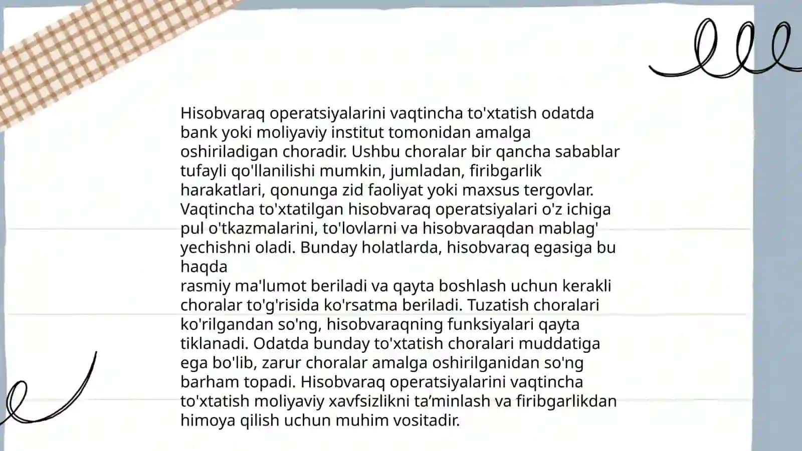 Mijozning hisobvarag‘i bo‘yicha operatsiyalarni to‘xtatish va hisobvaraqni yopish 4