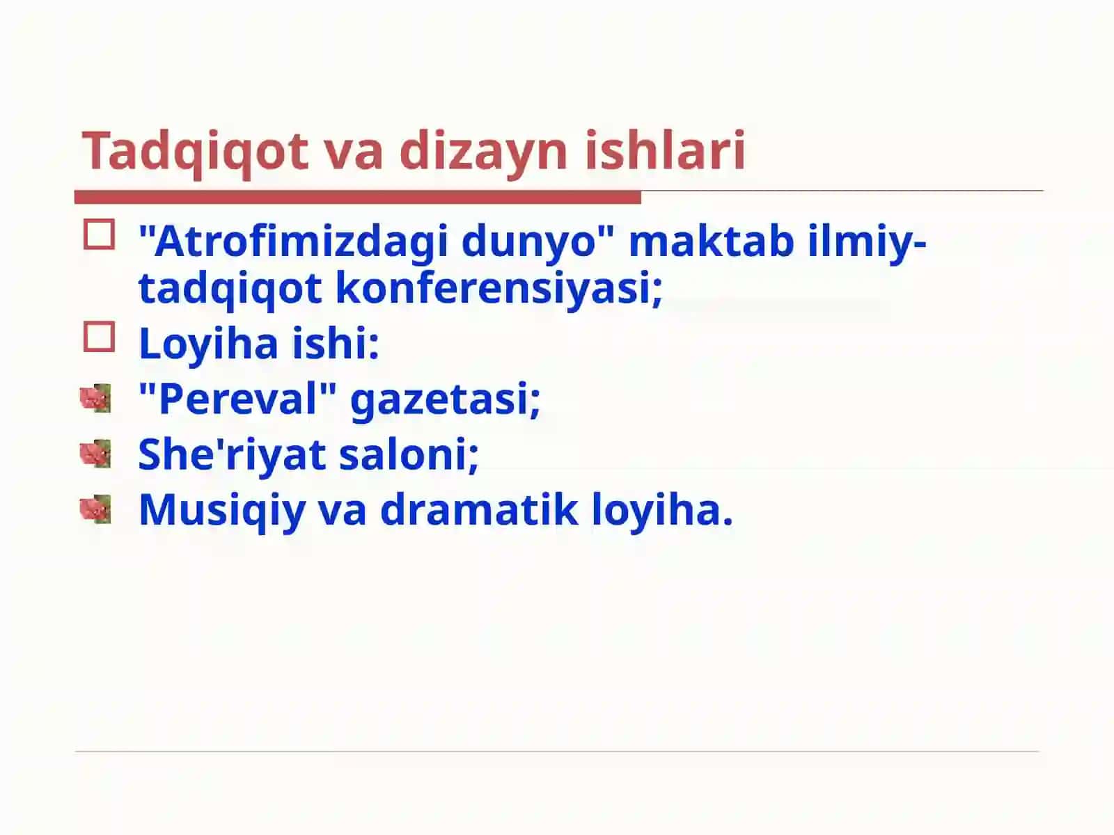Mavzu: O‘quv jarayonida ijodiy topshiriqlar ishlab chiqish 4