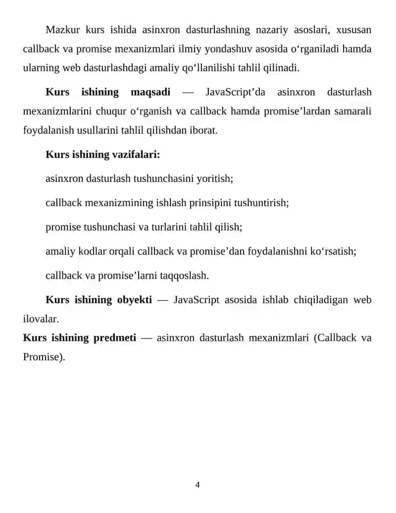 Asinxron dasturlash (Callback, Promise) 4