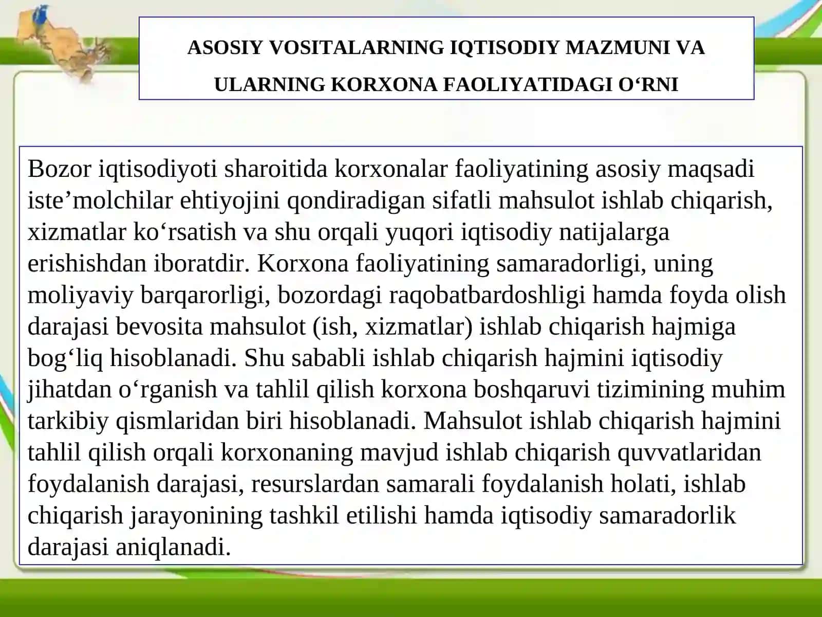 Mahsulot (ish, xizmatlar) ishlab chiqarish hajmini tahlili. 4