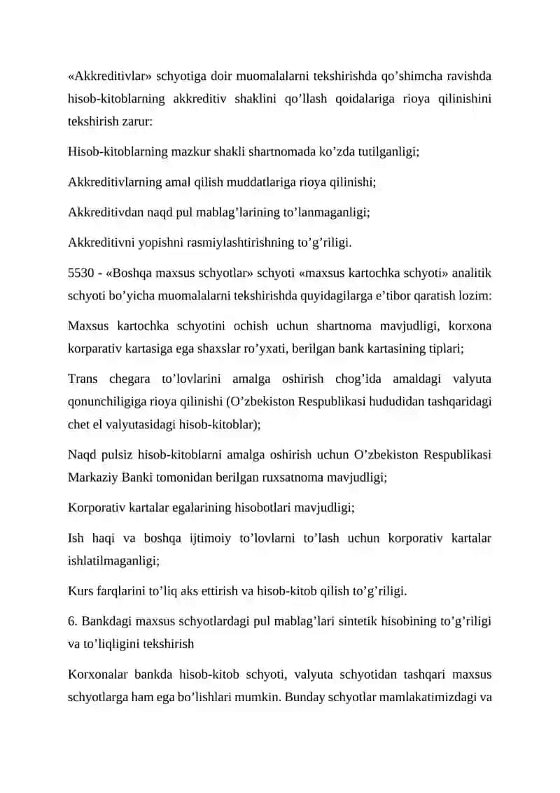 Bankdagi boshqa maxsus schetlar auditi 4