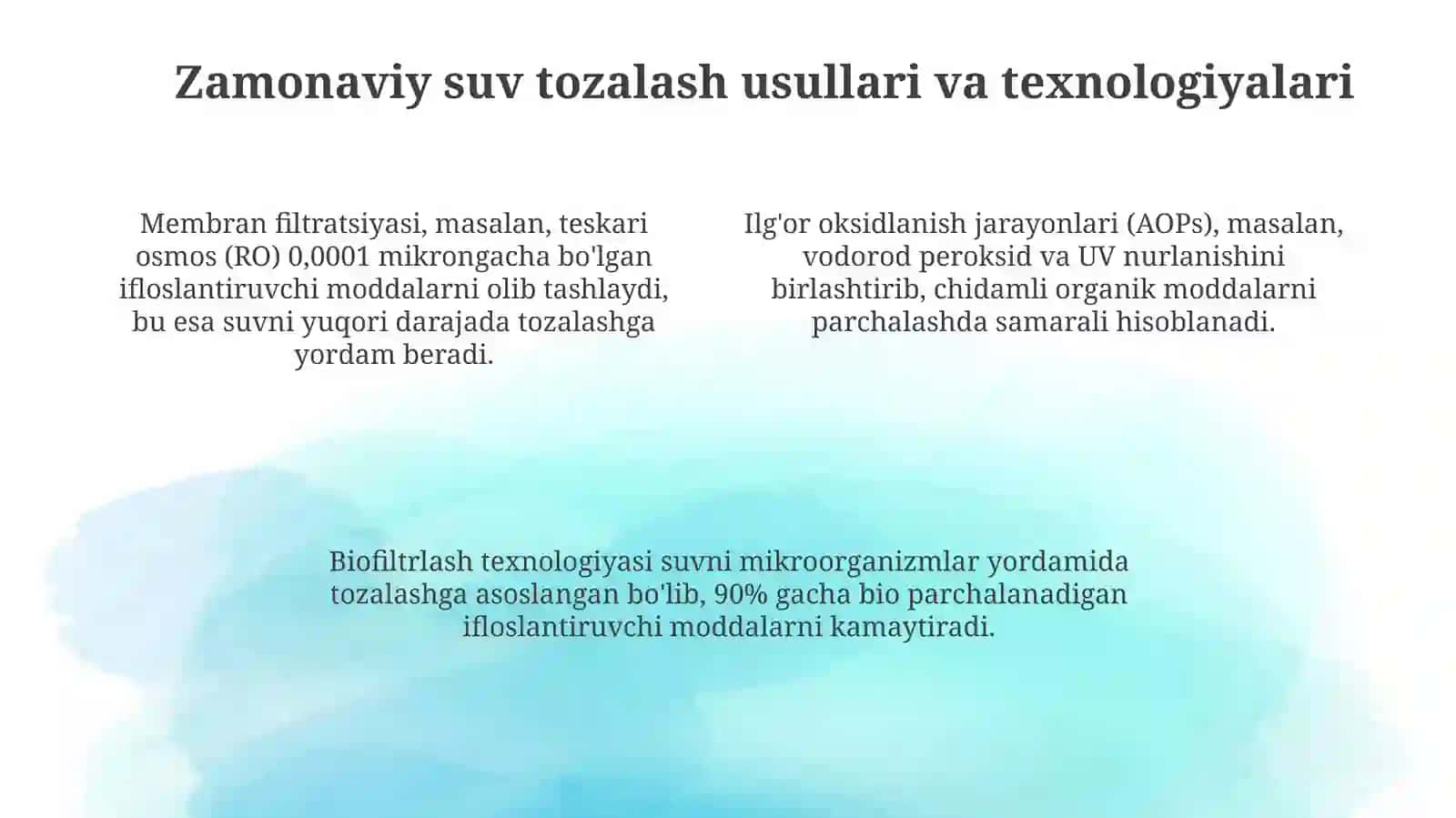 Ichimliksuvini sifatini yaxshilashning zamonaviy usullari haqida tushuncha 4