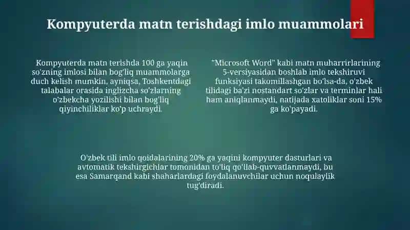 Orfografiya qoidalari va AKT. Imlo qoidalari bilan bog'liq muammolar 4