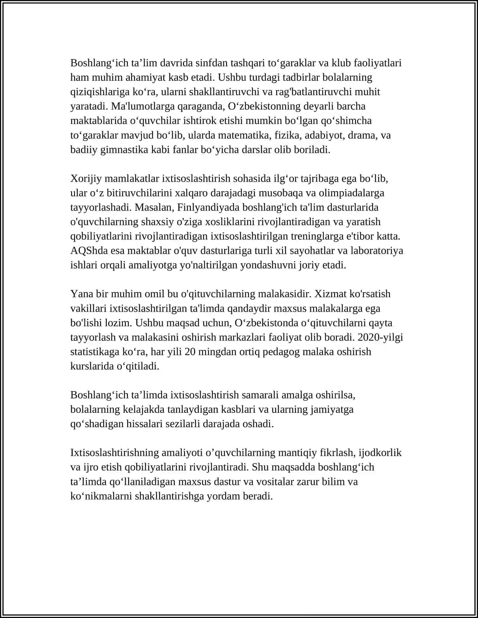 BOSHLANĜICH TA'LIMDA IXTISOSLASHTIRISHNING ASOSLARI 4
