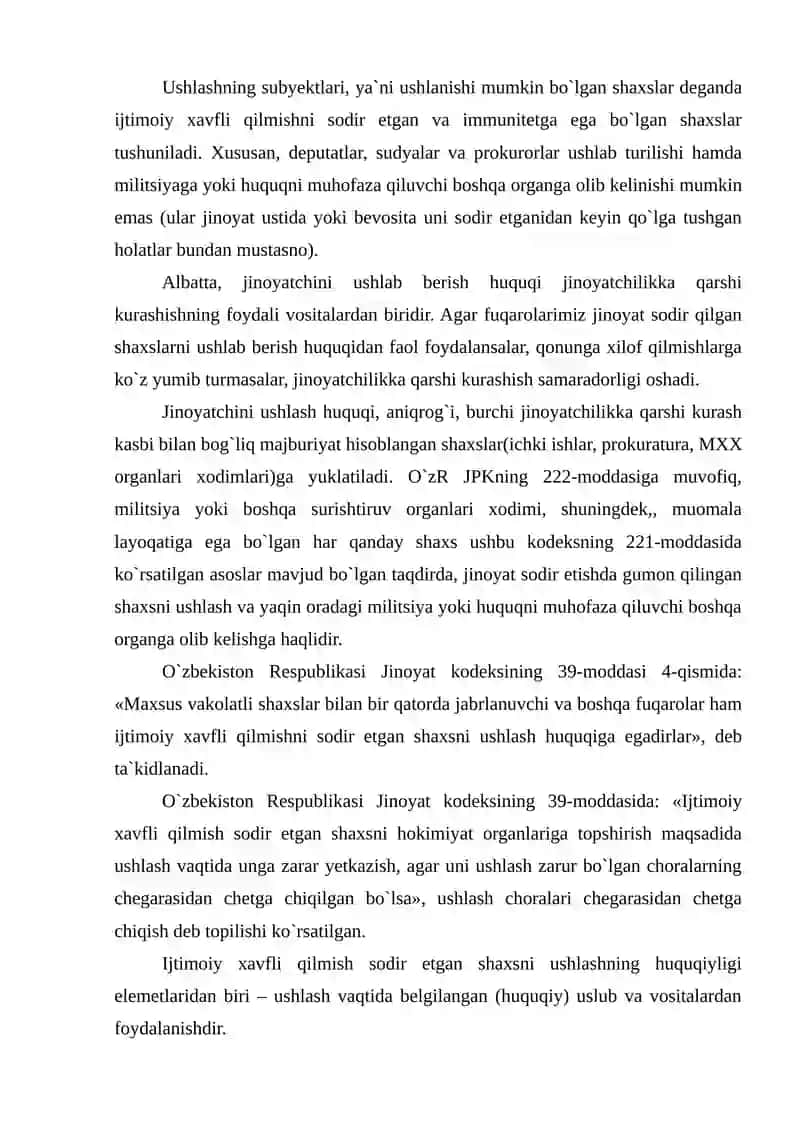 IJTIMOIY XAVFLI QILMISH SODIR ETGAN SHAXSNI USHLASH VAQTIDA ZARAR YETKAZISH 4